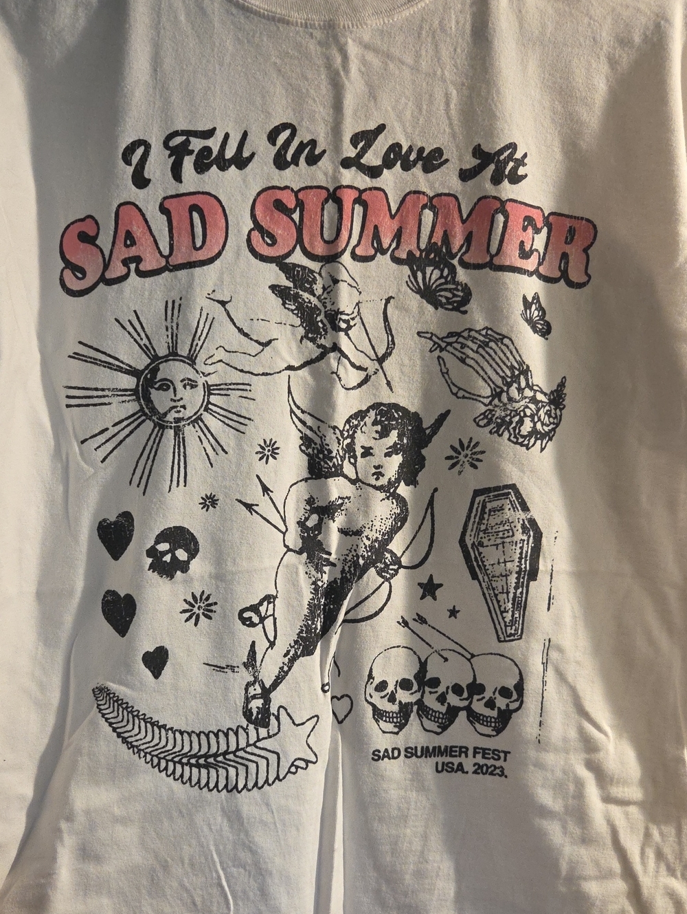 Sad Summer Festival Graphic Tee - Pink & Black Print